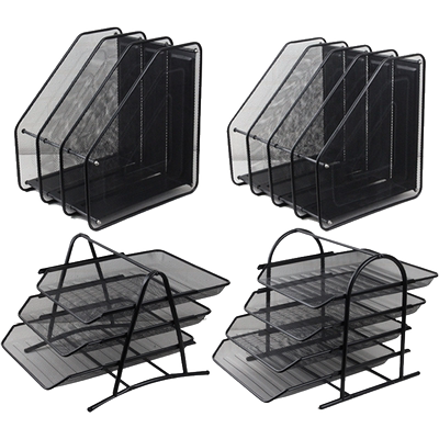 金属铁网书立文件框网状铁艺三栏