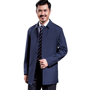 红都风衣春秋新款中长款男士外套商务休闲翻领中年男装风衣男