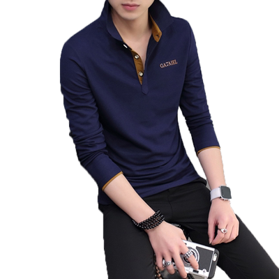 男士长袖翻领t恤上衣服