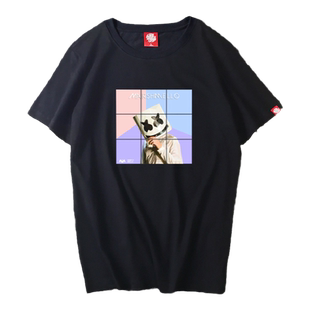 DJ电音棉花糖同款短袖T恤Marshmello摇滚周边男学生夏季半截袖潮