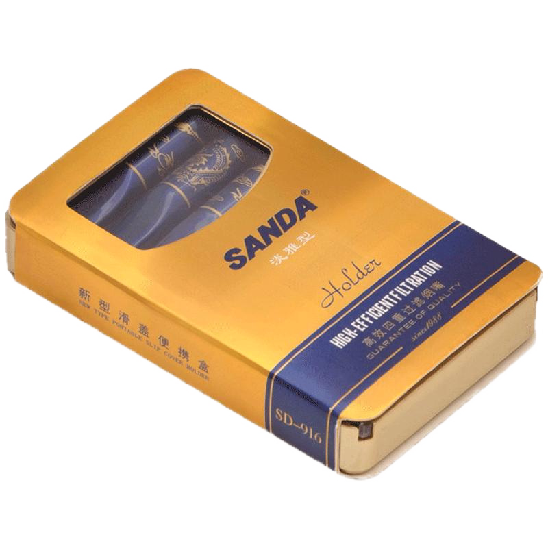 Sanda负离子烟嘴三达四重高压过滤器塑料滑盖便携盒96支男士烟具