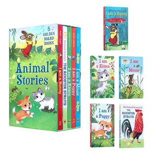I am a Bunny Kitten Mouse Puppy Rooster Struts 英文原版绘本 我是一只兔子5册盒装 小动物 大自然四季认知 金色童书 斯凯瑞
