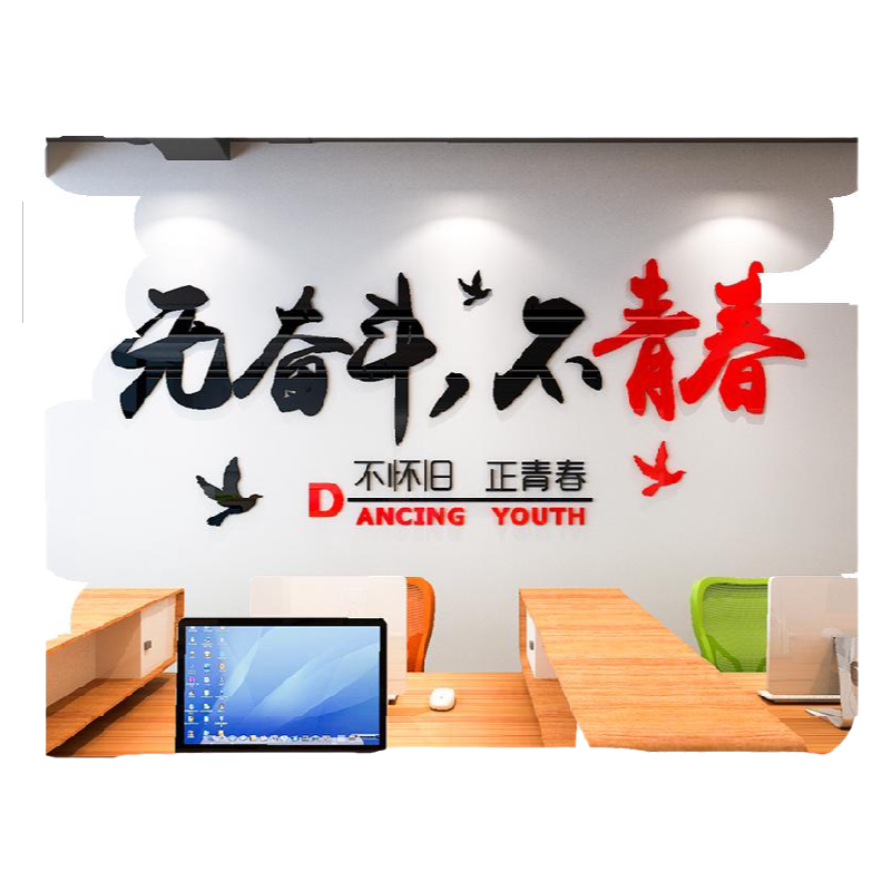奋斗的青春亚克力水晶3d立体墙贴画纸企业文化公司办公室标语装饰