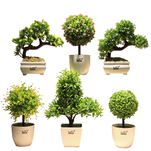 wo+仿真花家居摆件小树发财树草球绿植套装花艺装饰假花盆栽盆景