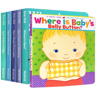 送音频英文绘本Where's Spot小玻翻翻纸板趣味入门启蒙Karen Katz:Where Is Baby's Belly Button凯伦卡茨宝宝肚子眼在哪里