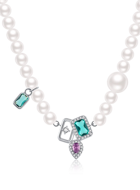 lulu chang设计师款 珍珠复古项链锁骨链 宝石派对SN149