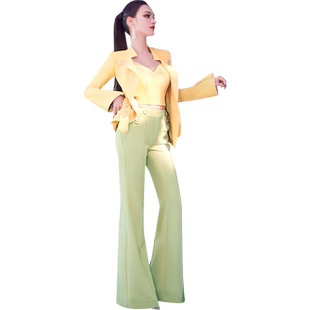 VJE女士春装套装新款气质性感内搭背心微喇叭长裤两件套