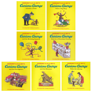 Curious George Collection 好奇猴乔治7册 Chocolate Factory Catches a Train 英文儿童绘本 3-6岁 廖彩杏推荐书单 英文原版