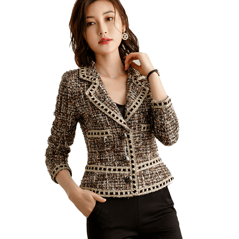 小香风短款西装秋季修身毛呢外套