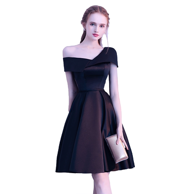 宴会气质小众高级感一字晚礼服