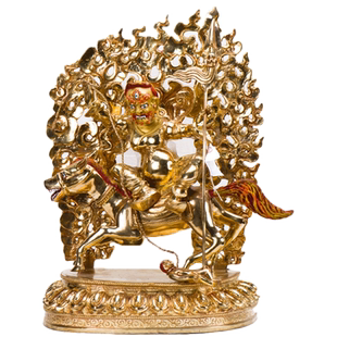 尼泊尔手工铜全鎏金孜玛铜像 紫玛家用玄关 10寸家居装饰客厅摆件