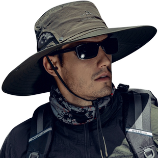 遮阳帽男夏季防紫外线太阳帽加大檐渔夫帽户外登山钓鱼帽防晒帽子