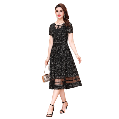 贵夫人新款台湾纱中年风连衣裙