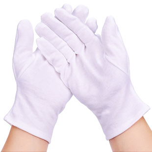 白手套礼仪纯棉文玩薄款工作珠宝作业劳保白色弹力棉手套耐磨加厚