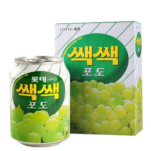 韩国进口乐天葡萄汁饮料网红果汁芒果汁罐装易拉罐整箱低脂0脂肪