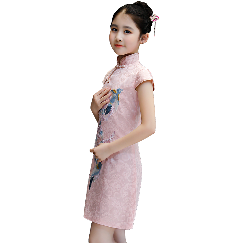 女童旗袍夏季薄款儿童女孩中国风唐装女宝宝古筝演出服连衣裙