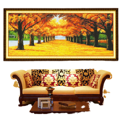 黄金满地水晶钻石风景十字绣5D