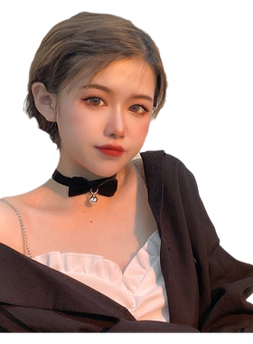 圣诞铃铛项圈项链女脖子锁骨链红色脖圈蝴蝶结choker小吊坠颈链环