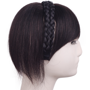 发箍头顶补发片真发假刘海发片假发女遮白发修饰脸型长直发补发块