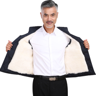 羊毛马甲男皮毛一体中老年人秋冬季爸爸装保暖加厚棉马夹坎肩背心