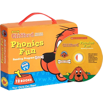 英文原版进口绘本Clifford Phonics Fun Pack 3 12本+CD大红狗自然拼读童书3-5-6-8岁趣味儿童晚安睡前故事图画书英语趣味读物正版