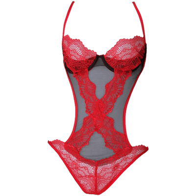 诱惑性感薄纱蕾丝连体衣