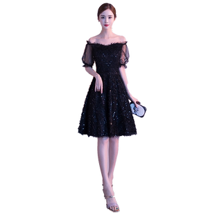 黑色小晚礼服2025新款宴会高贵气质短款生日聚会连衣裙女平时可穿