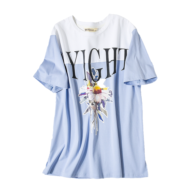 短袖t恤孕妇快乐屋新款时尚拼接