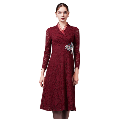 sussi古色秋冬新款蕾丝连衣裙