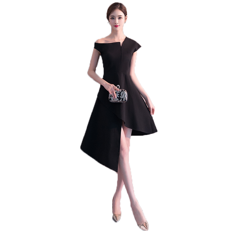 宴会小晚礼服裙女2025新款高贵黑色仙气质学生名媛中长款显瘦洋装