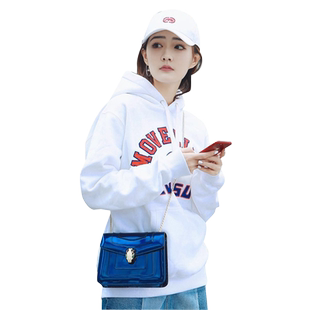 BGPUSK明星同款卫衣连帽宽松加绒女加厚白色原宿风女外套bf潮冬天