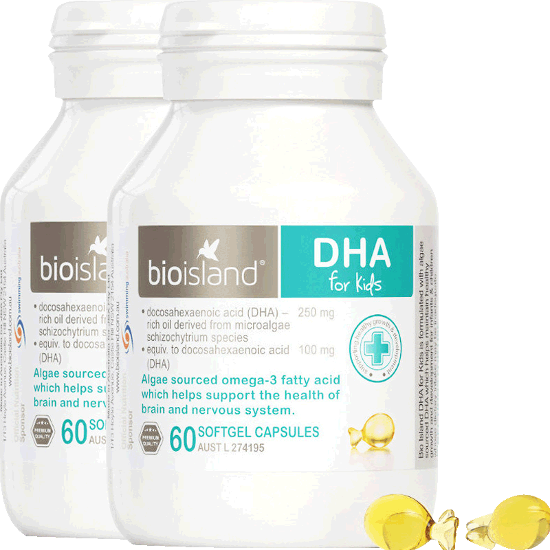 【自营】bioisland佰澳朗德海藻油DHA藻油胶囊婴儿宝宝60粒*2瓶