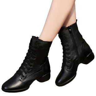 娇百惠广场舞鞋子女靴四季爵士跳舞鞋成人软底真皮新款水兵舞蹈鞋