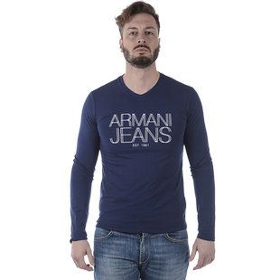 男士ARMANI JEANS阿玛尼商务休闲时尚精品长袖T恤 6X6T116J0AZ 棉
