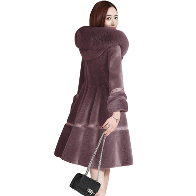外套女款冬羊剪绒大衣颗粒皮草