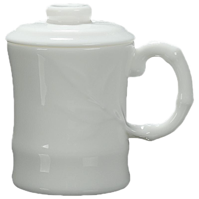 古垚陈清宜德化白瓷带盖高升茶杯
