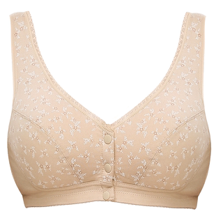 2件装 妈妈文胸纯棉布薄胸罩无钢圈前扣中年女中老年人大码文胸夏