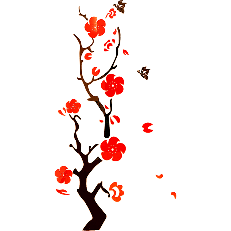 藤创意花3D立体水晶亚克力墙贴画玄关过道背景电视墙酒店新年装饰