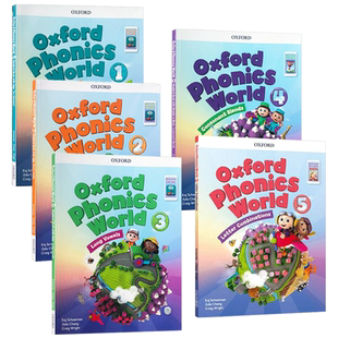 Oxford Phonics World 1-5级别课本套装 牛津少儿英语自然拼读世界教材1-5册含APP 英文原版小学英语语音拼写学生书
