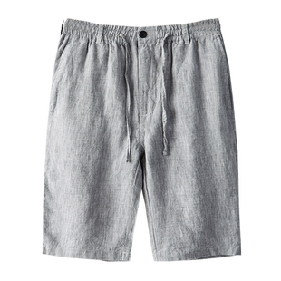 冰丝亚麻短裤男宽松大码夏季薄款棉麻五分裤中国风纯麻料沙滩裤衩