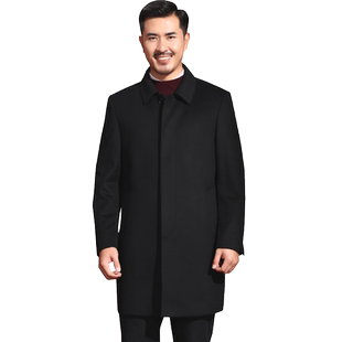 红都秋冬新款羊绒大衣男士中长款商务翻领中年男装羊绒男外套