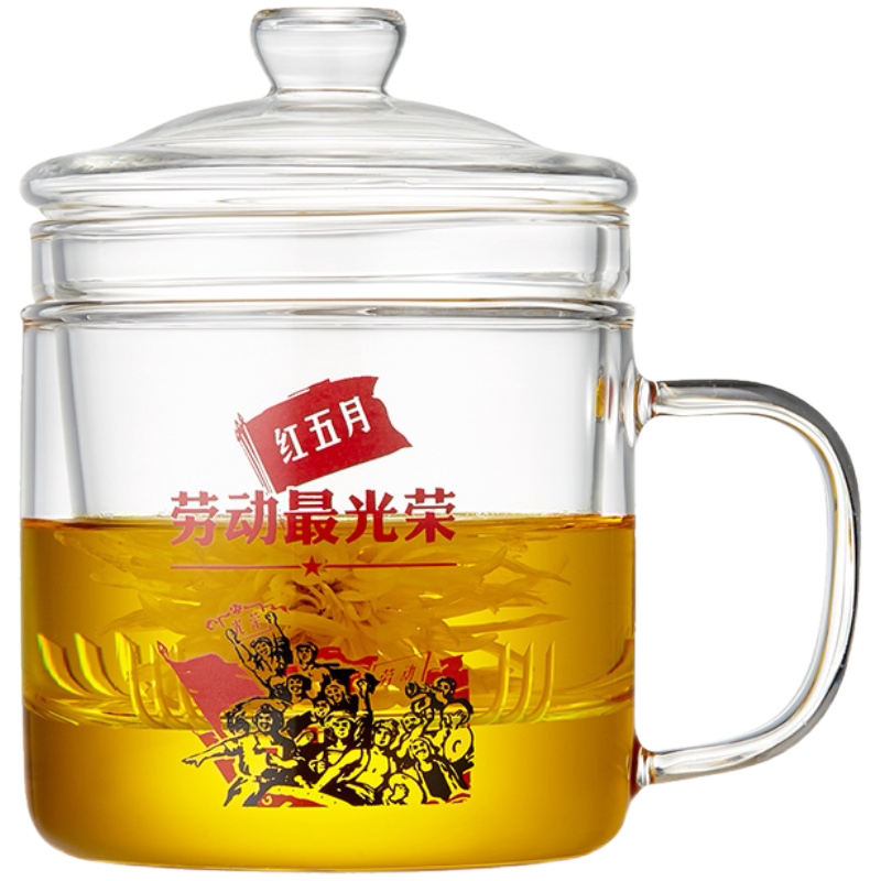 玻璃杯耐热防爆耐高温大容量茶水分离带盖把手泡花茶杯子个人专用