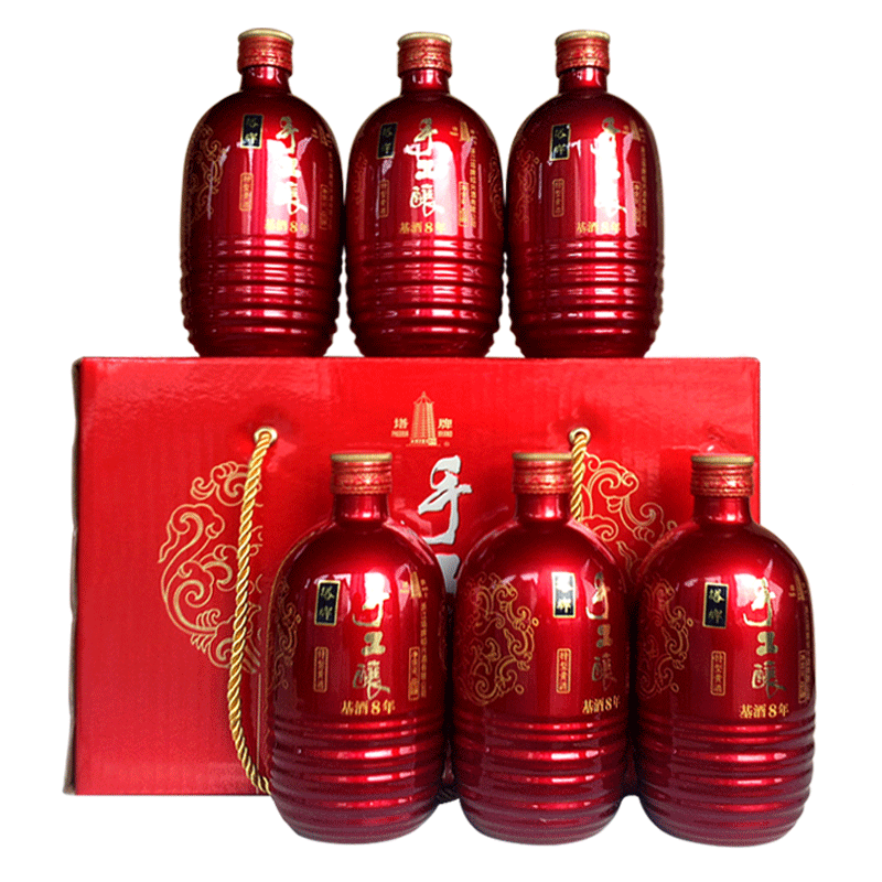 绍兴黄酒花雕酒塔牌手工酿基酒八年陈黄酒480ml*6瓶礼盒送酒具