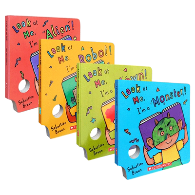【送音频】吴敏兰书单4册洞洞面具游戏纸板书 Look At Me I'm A Monster clown 亲子英文原版绘本0-3岁想象力社交能力锻炼