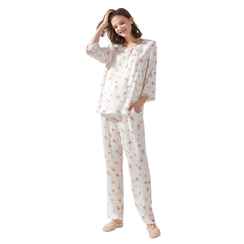 孕妇家居服新款法式风碎花哺乳衣