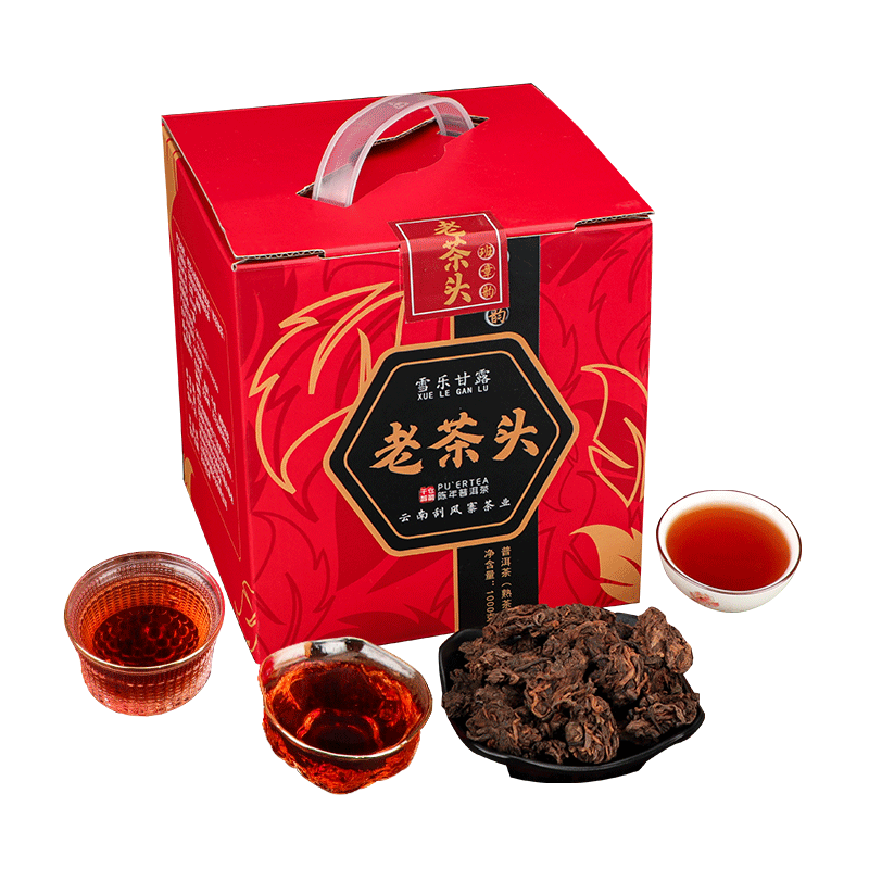 金芽老茶头普洱茶熟茶礼盒1000克
