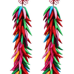 中国结客厅大号挂件喜庆装饰红色辣椒串乔迁玄关电视墙新中式壁挂