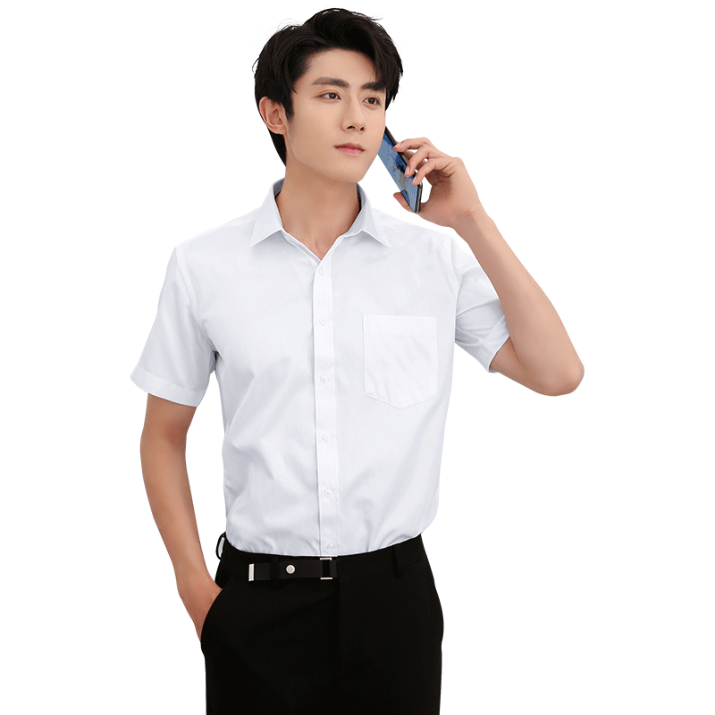 夏季男士加肥加大特大码短袖衬衫胖子宽松商务正装休闲白色衬衣寸