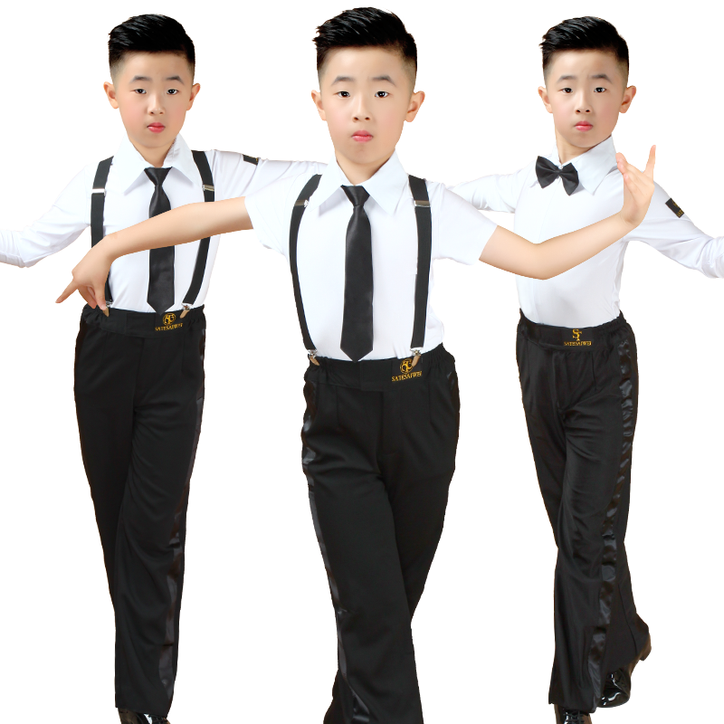 兒童男童拉丁舞服裝套裝男孩男生練功少兒考級比賽規(guī)定舞蹈服秋季