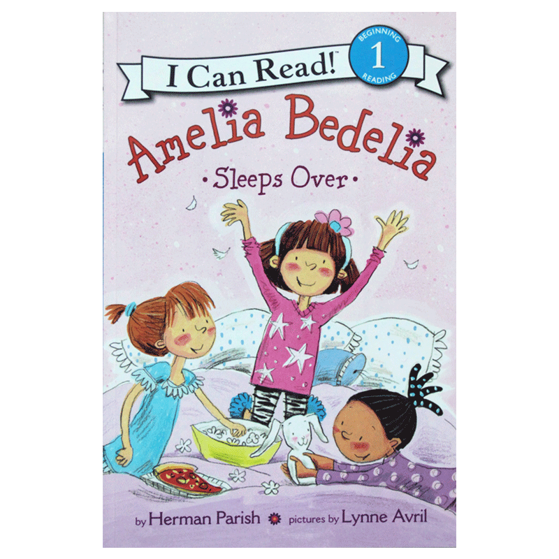 送音频英文原版进口Amelia Bedelia Sleeps Over阿米莉亚贝迪利亚在外过夜I can read 2第二阶段绘本启蒙分级阅读亲子共读故事书